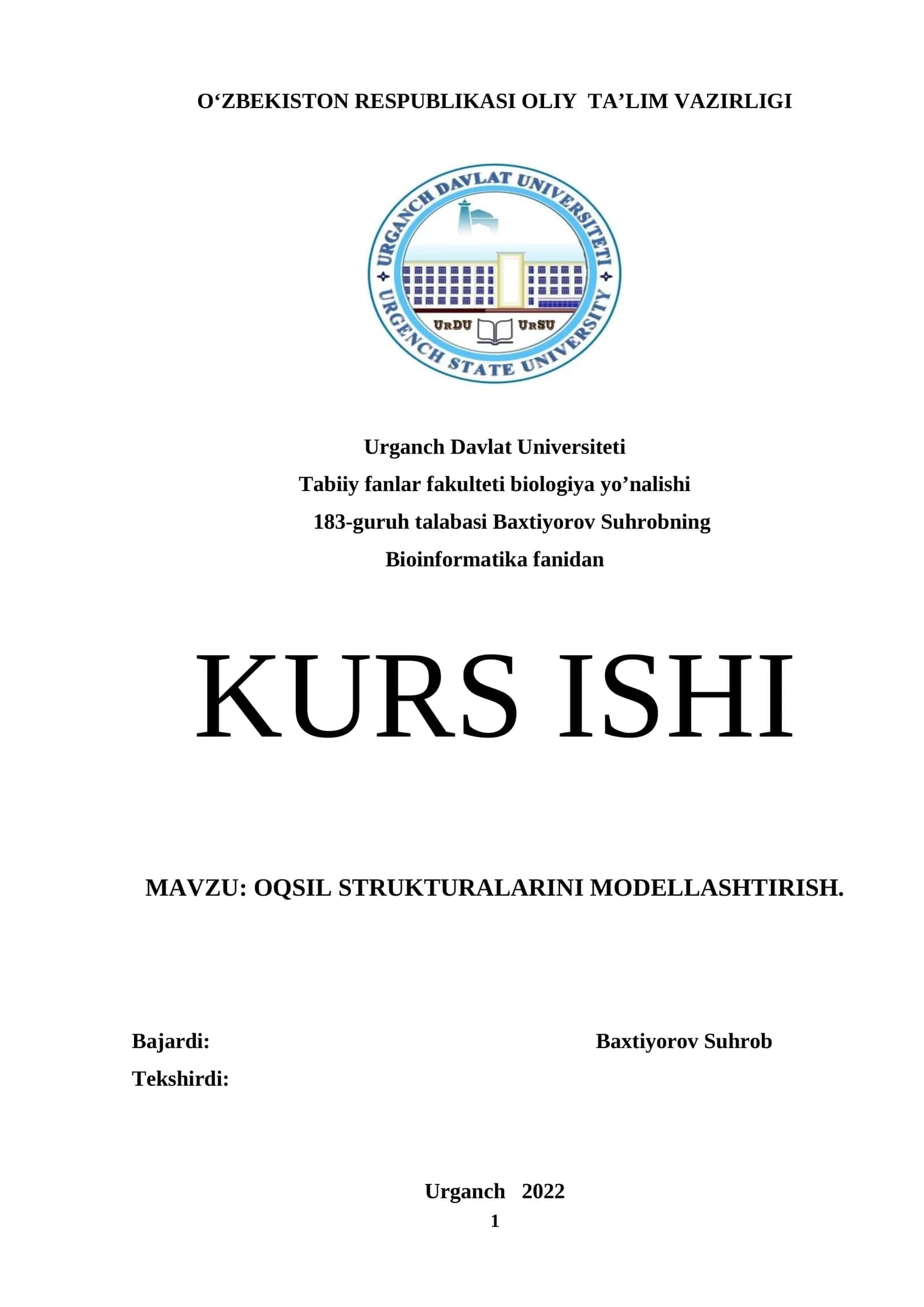 OQSIL STRUKTURALARINI MODELLASHTIRISH 1