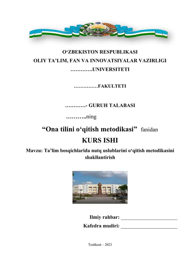 Ta’lim bosqichlarida nutq uslublarini o‘qitish metodikasini shakllantirish 1
