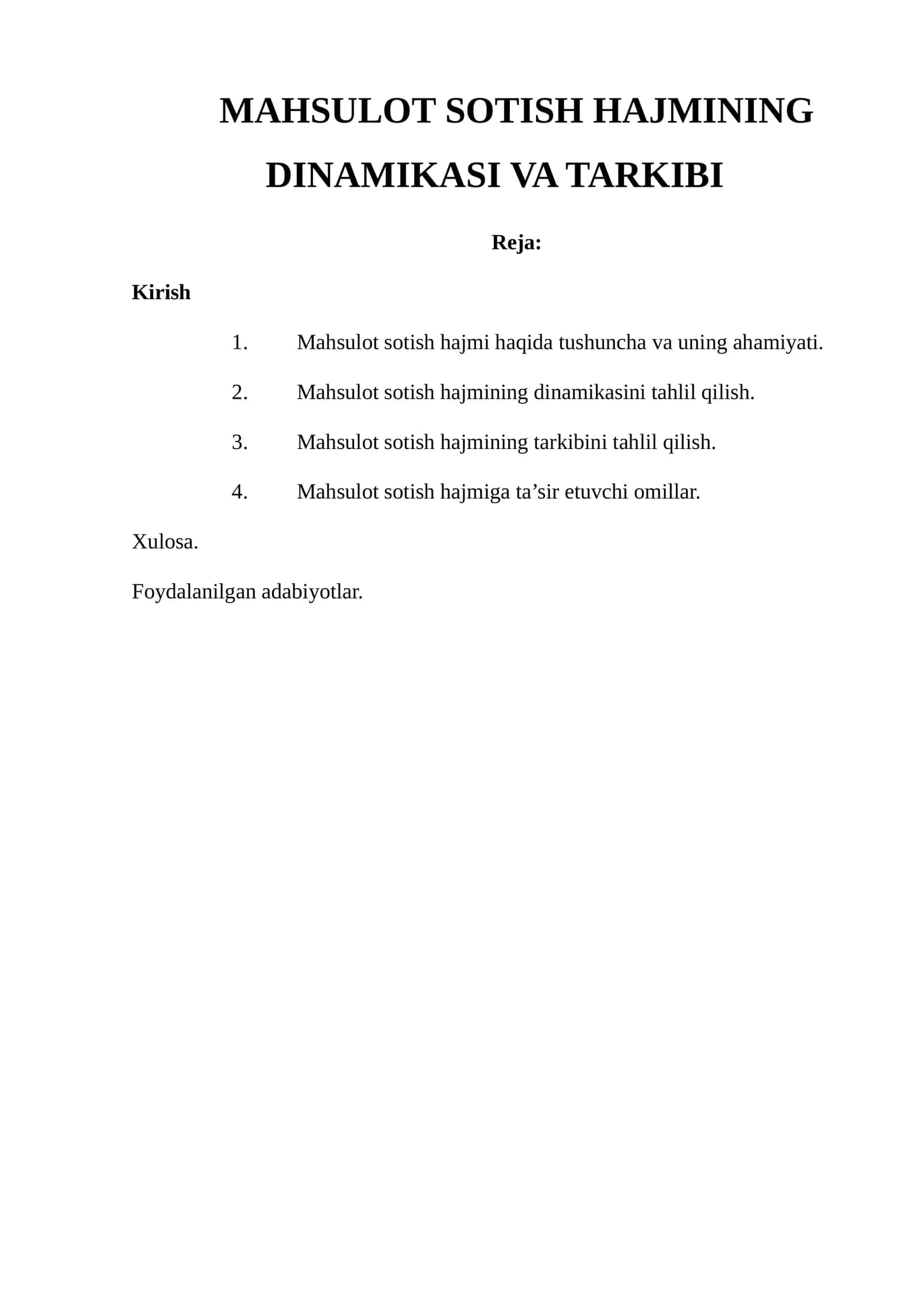 MAHSULOT SOTISH HAJMINING DINAMIKASI VA TARKIBI 1