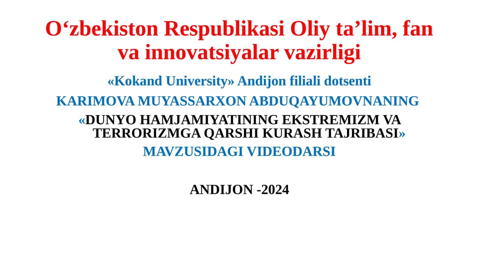 DUNYO HAMJAMIYATINING EKSTREMIZM VA TERRORIZMGA QARSHI KURASH TAJRIBASI 1
