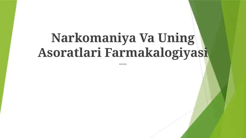 Narkomaniya Va Uning Asoratlari Farmakalogiyasi 1