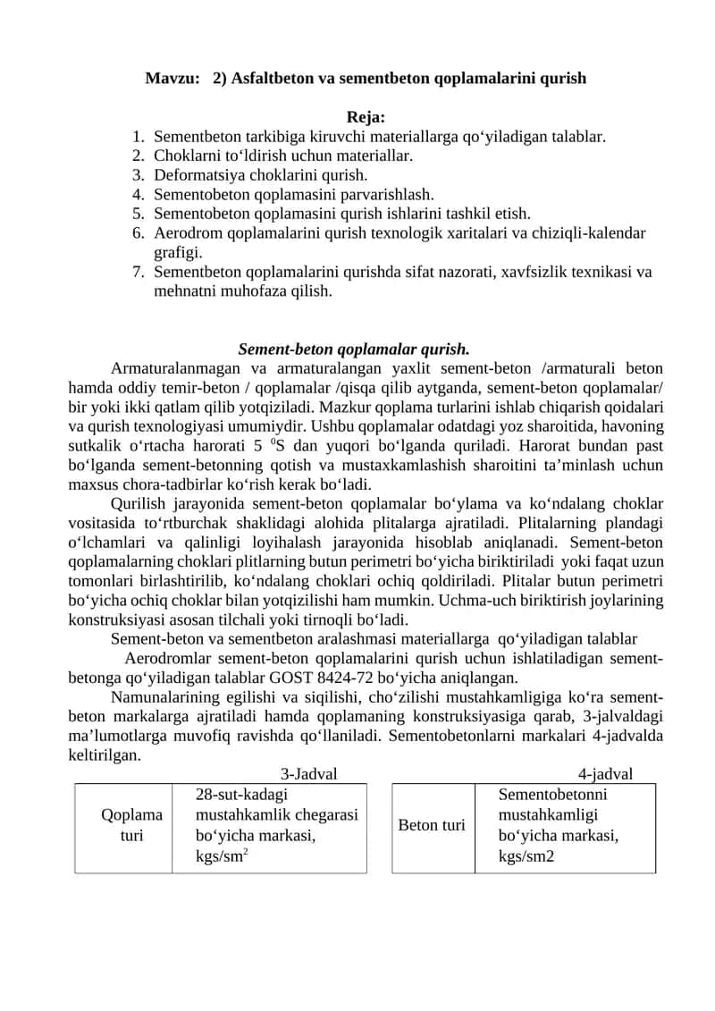 Sement-beton qoplamalarini qurish 1
