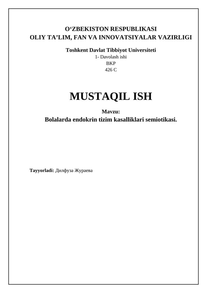 Bolalarda endokrin tizim kasalliklari semiotikasi 1