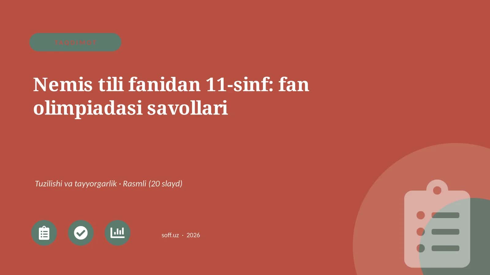 Nemis tili fanidan 11-sinf: fan olimpiadasi savollari 1