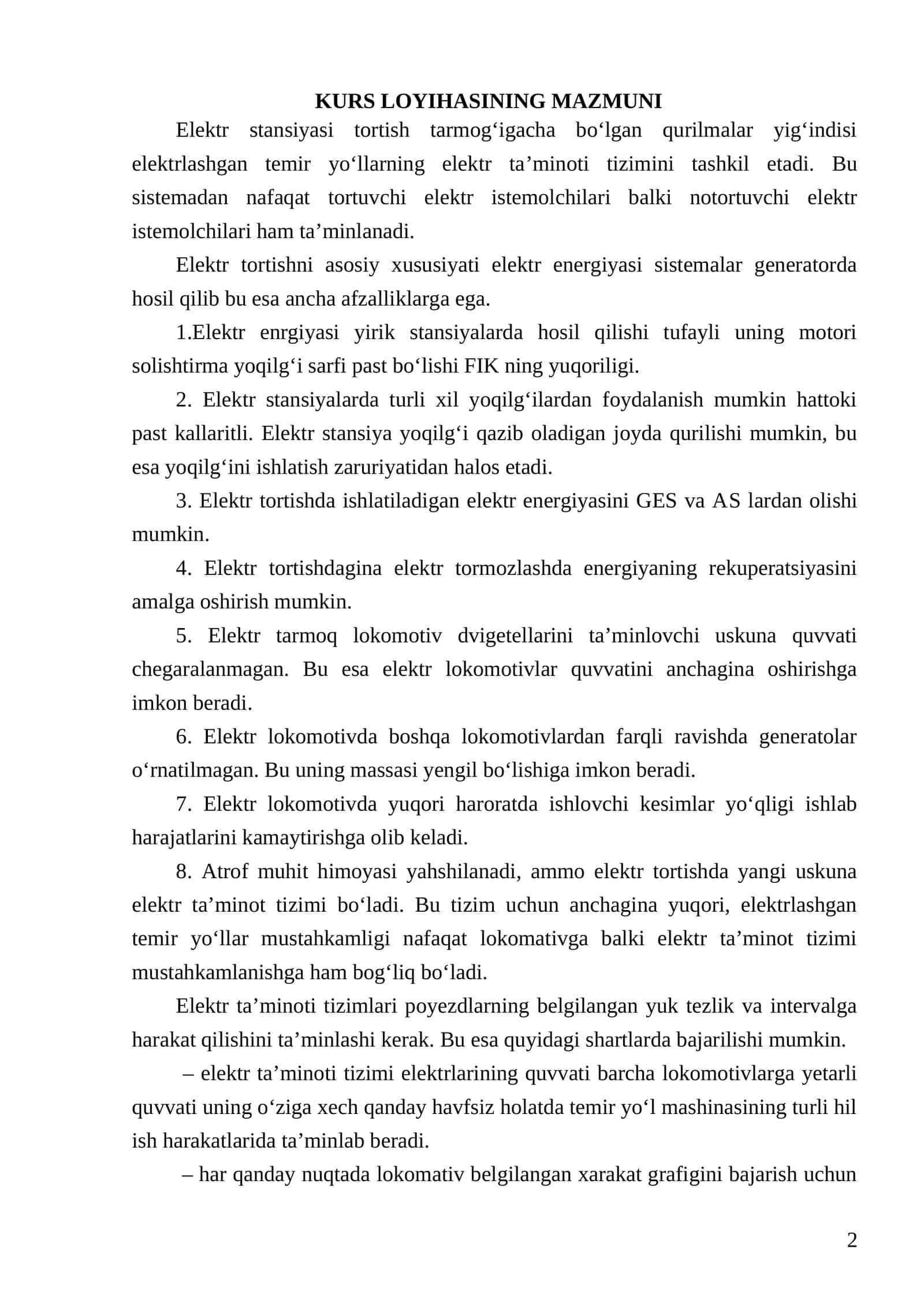 Elektr stansiyasi tortish tarmog‘i 1