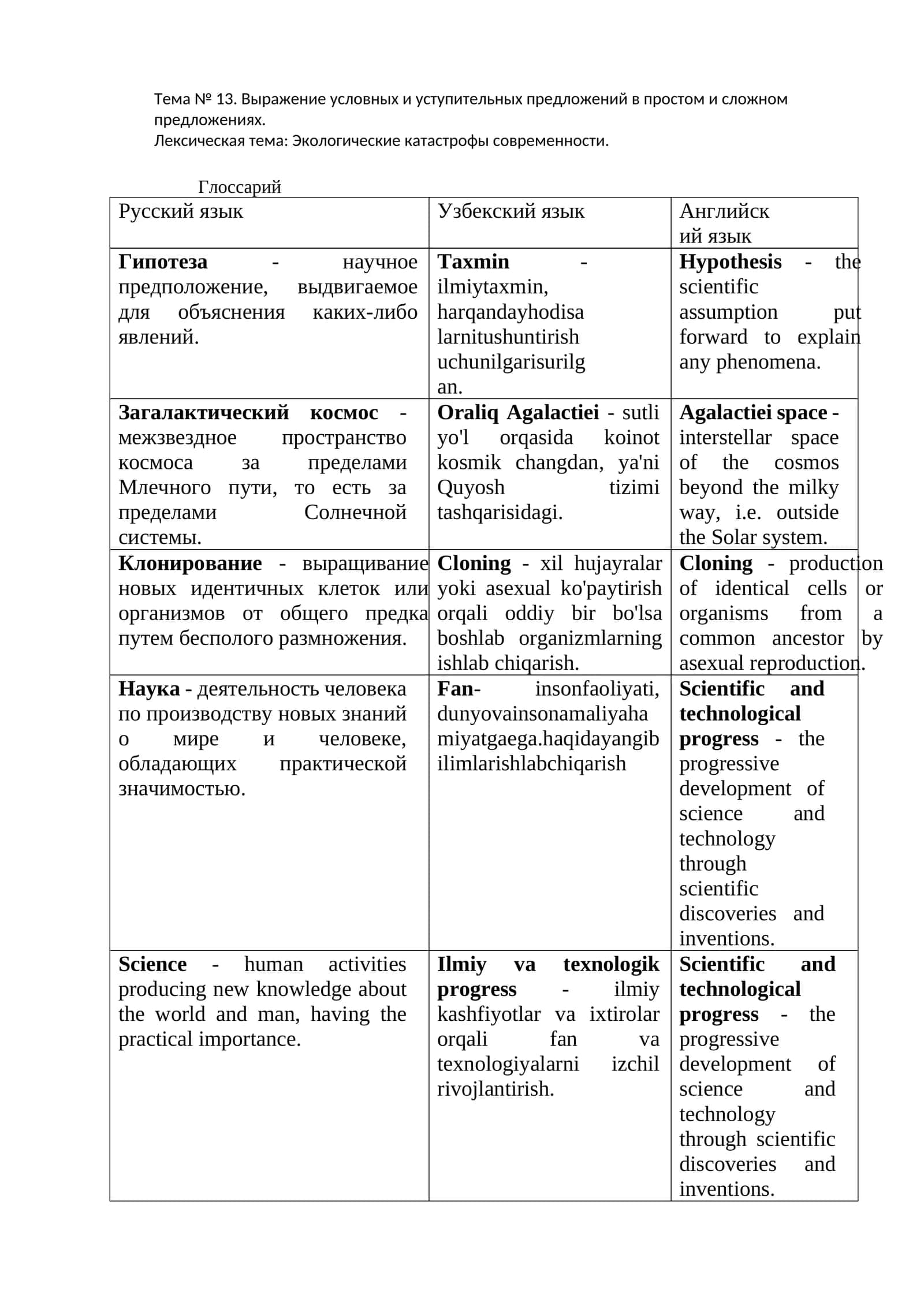 Тема № 13. Выражение условных и уступительных предложений в простом и сложном предложениях 1