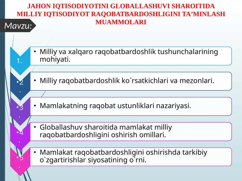 Raqobatbardoshlik tushunchasi 1