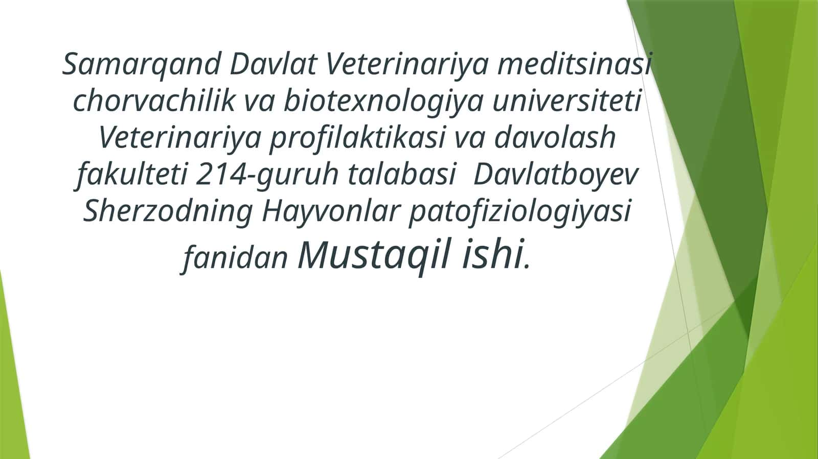 Kavsh qaytaruvchi hayvonlarning me’da oldi bo’limlarida ozuqa hazmining buzilishi 1