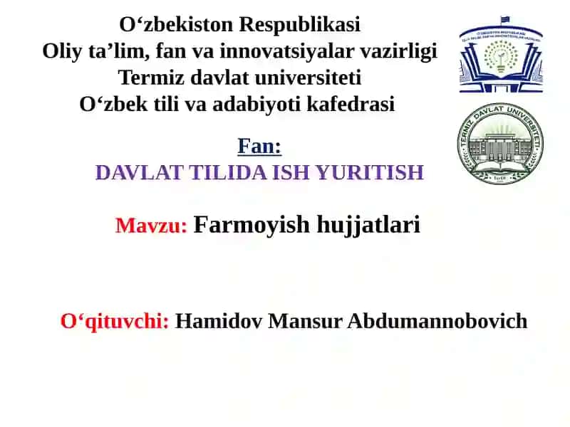 Farmoyish hujjatlari