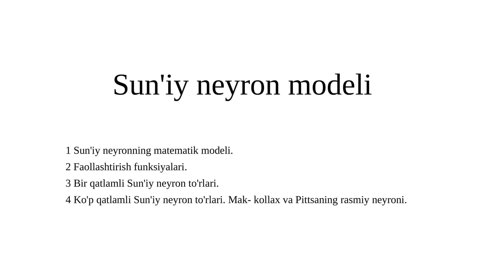 Sun'iy neyron modeli 1