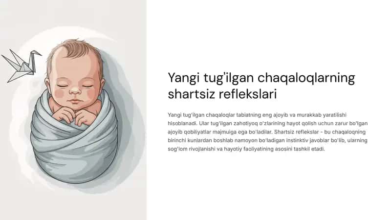 Yangi tug'ilgan chaqaloqlarning shartsiz reflekslari 1