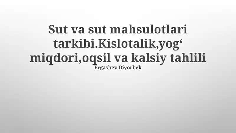 Sut va sut mahsulotlarining tarkibi 1