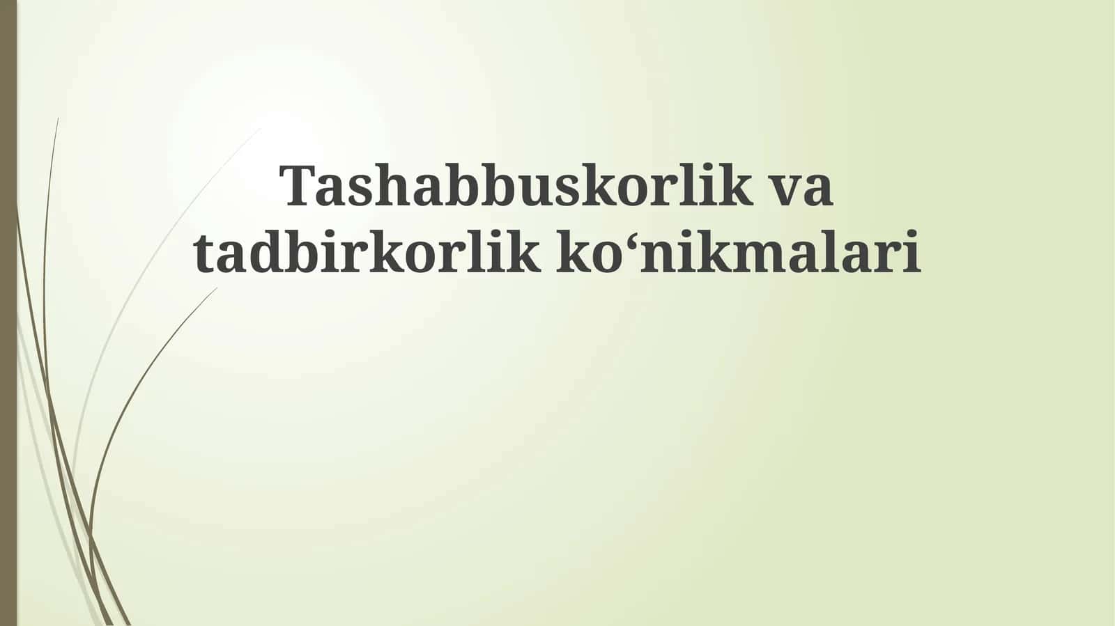 Tashabbuskorlik va tadbirkorlik koʻnikmalari 1