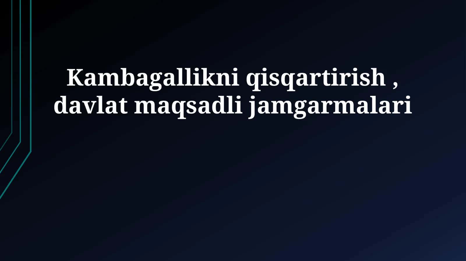 Kambagallikni qisqartirish, davlat maqsadli jamgarmalari 1