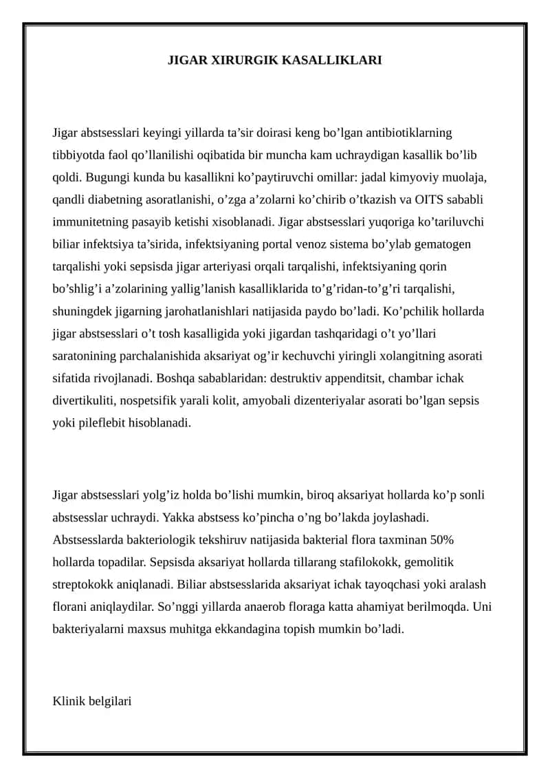 JIGAR XIRURGIK KASALLIKLARI 1