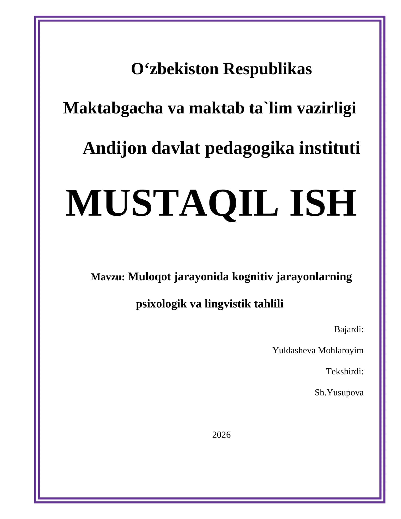 Muloqot jarayonida kognitiv jarayonlarning psixologik va lingvistik tahlili 1