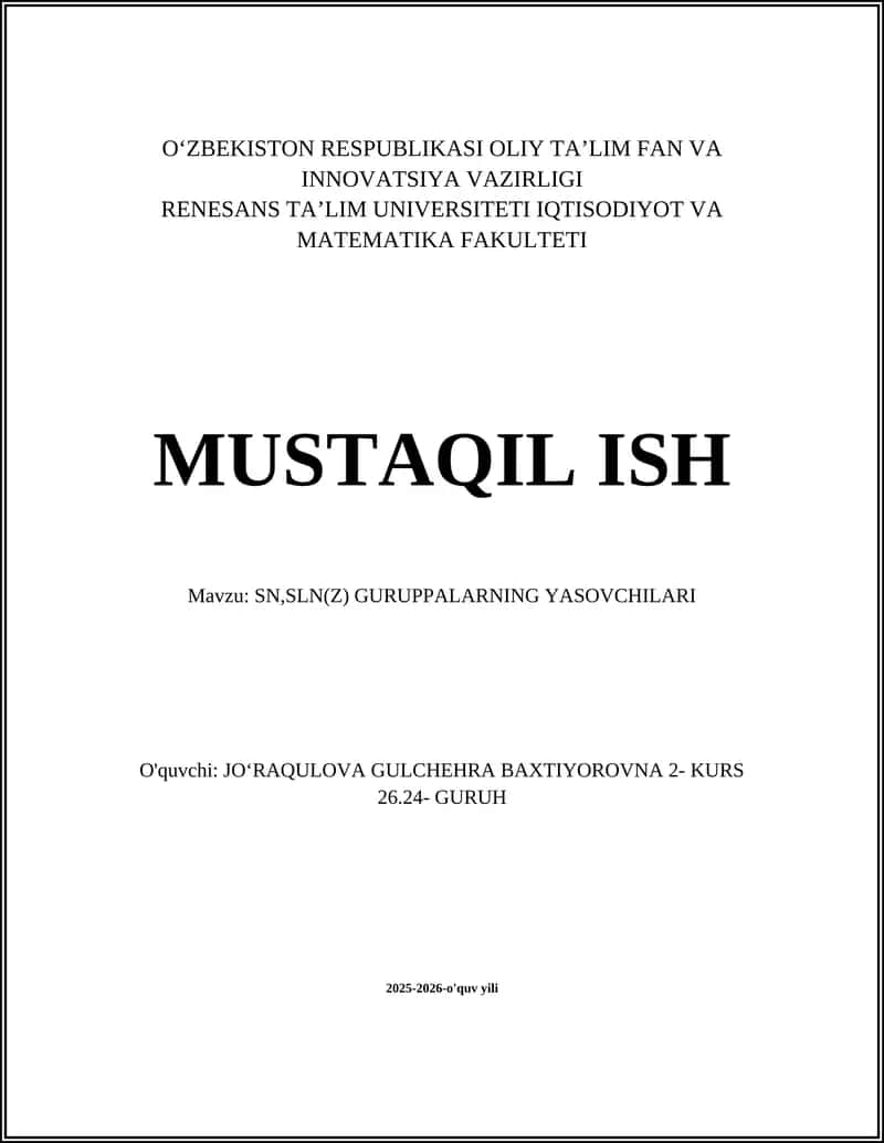 SN, SLN(Z) GURUPPALARNING YASOVCHILARI 1