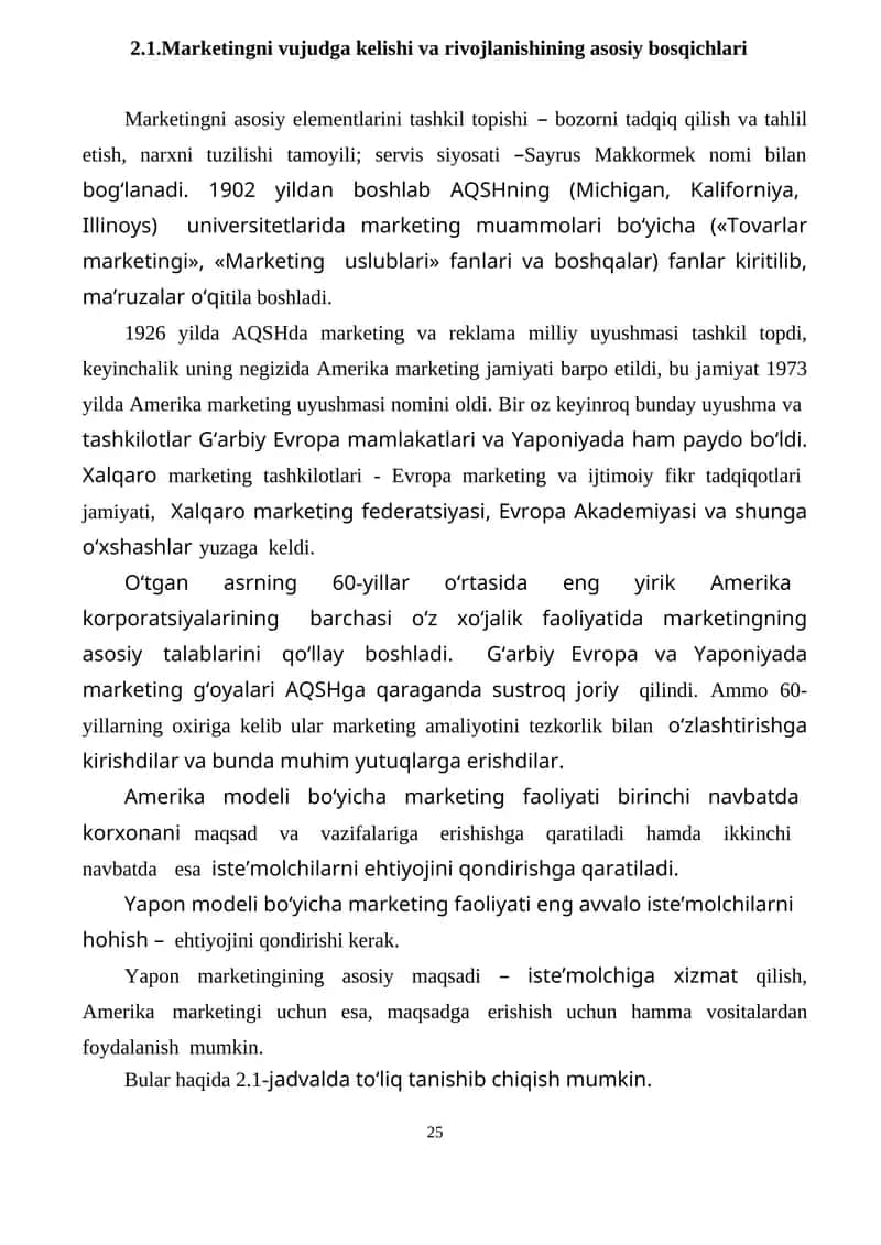Marketingning vujudga kelishi va rivojlanishi 1