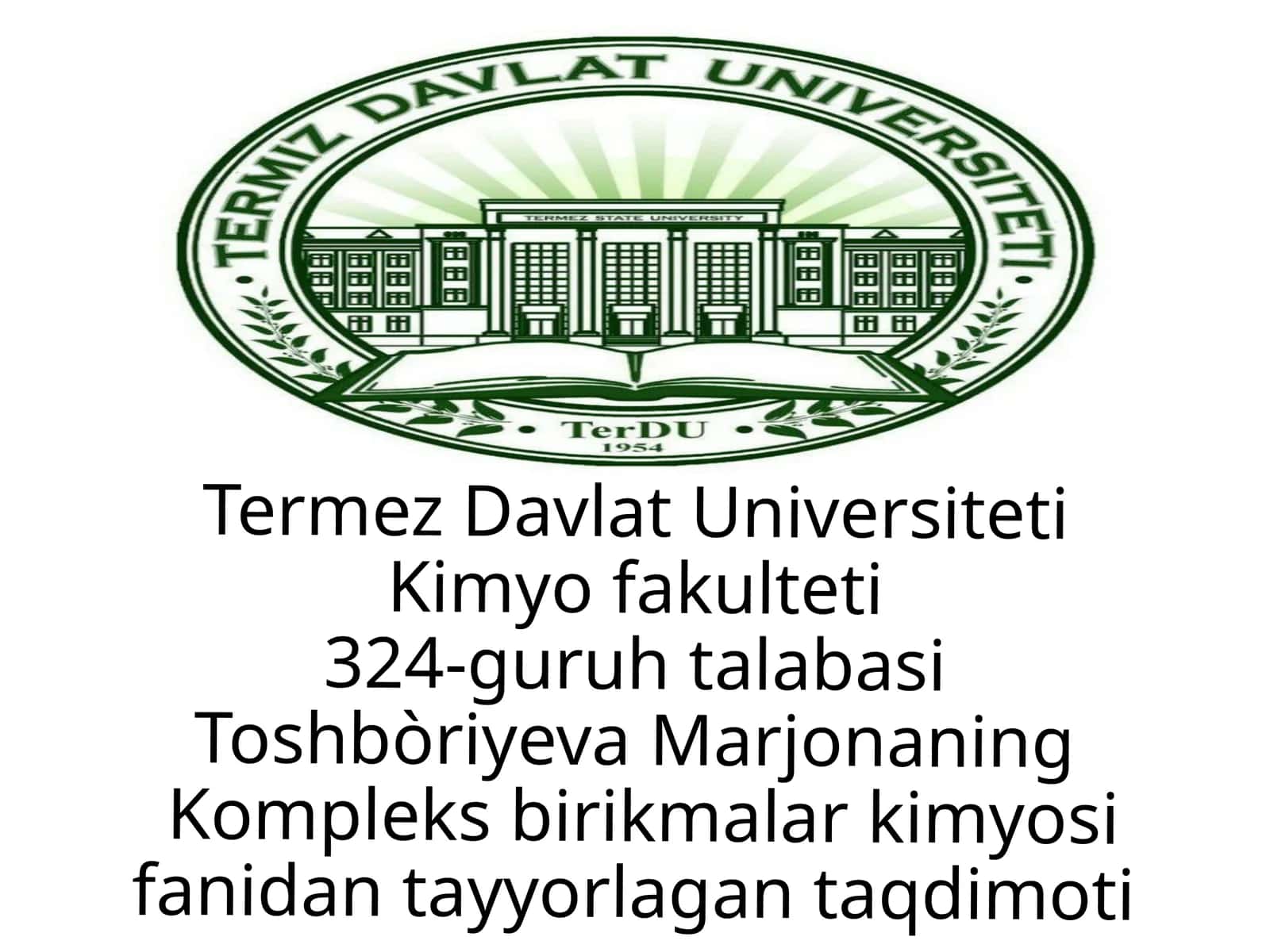 Kompleks birikmalarning qòllanilish sohalari:analitik va organik kimyo ,bionoorganika,kimyoviy texnologiya ,metallkompleksli katalizatorlar 1