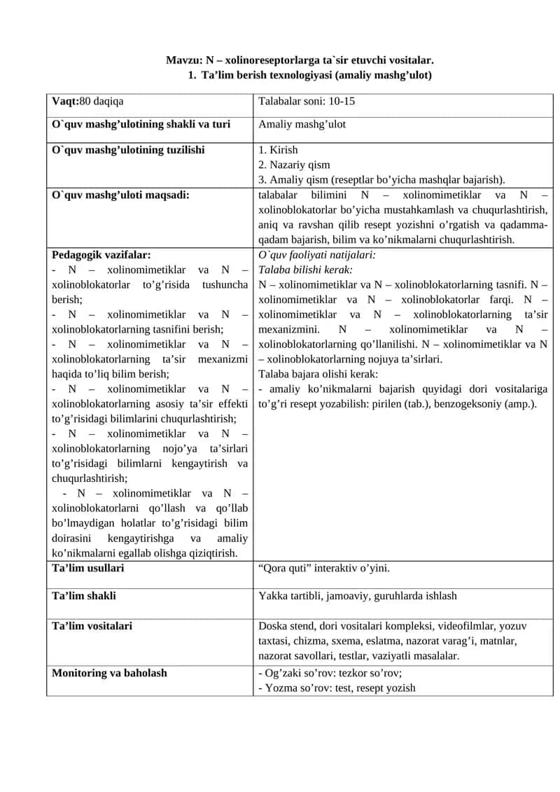 N - xolinoreseptorlarga ta`sir etuvchi vositalar 1