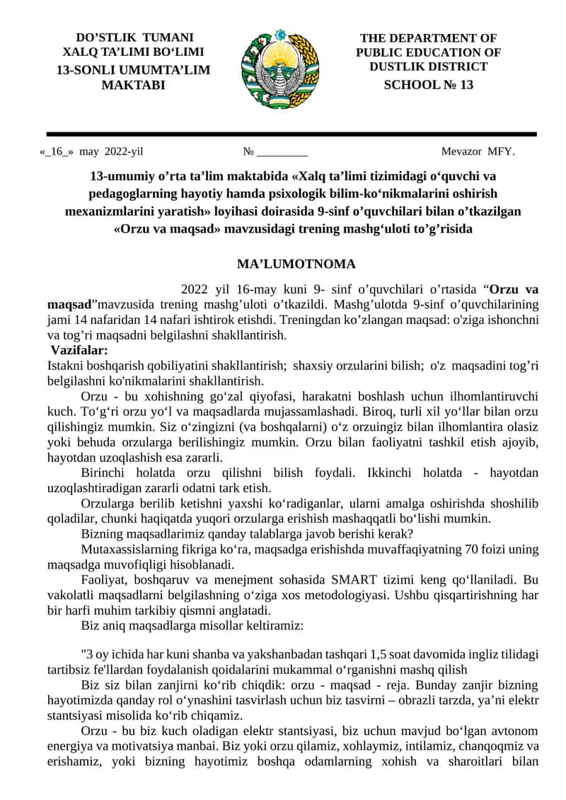 Orzu va maqsad 1