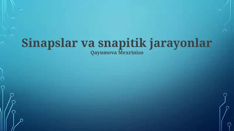 Sinapslar va snapitik jarayonlar 1