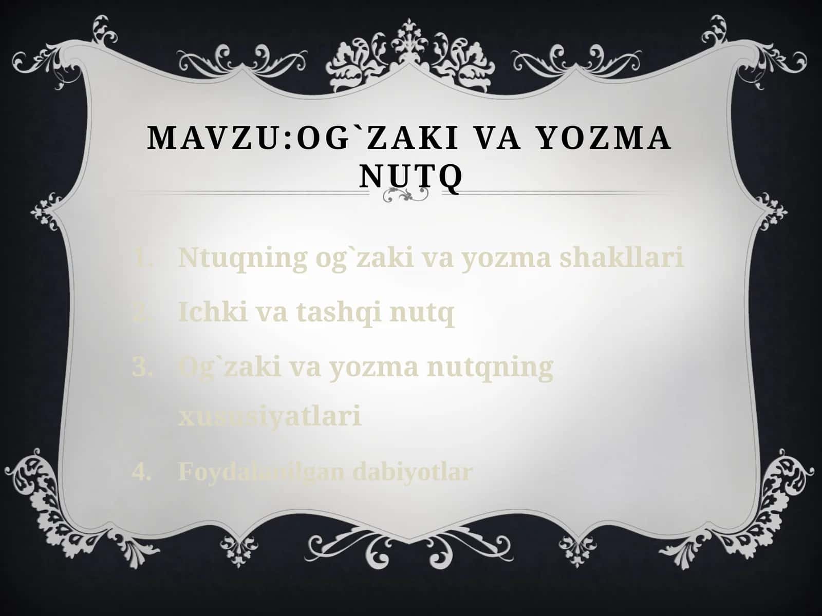 Og`zaki va yozma nutq 1