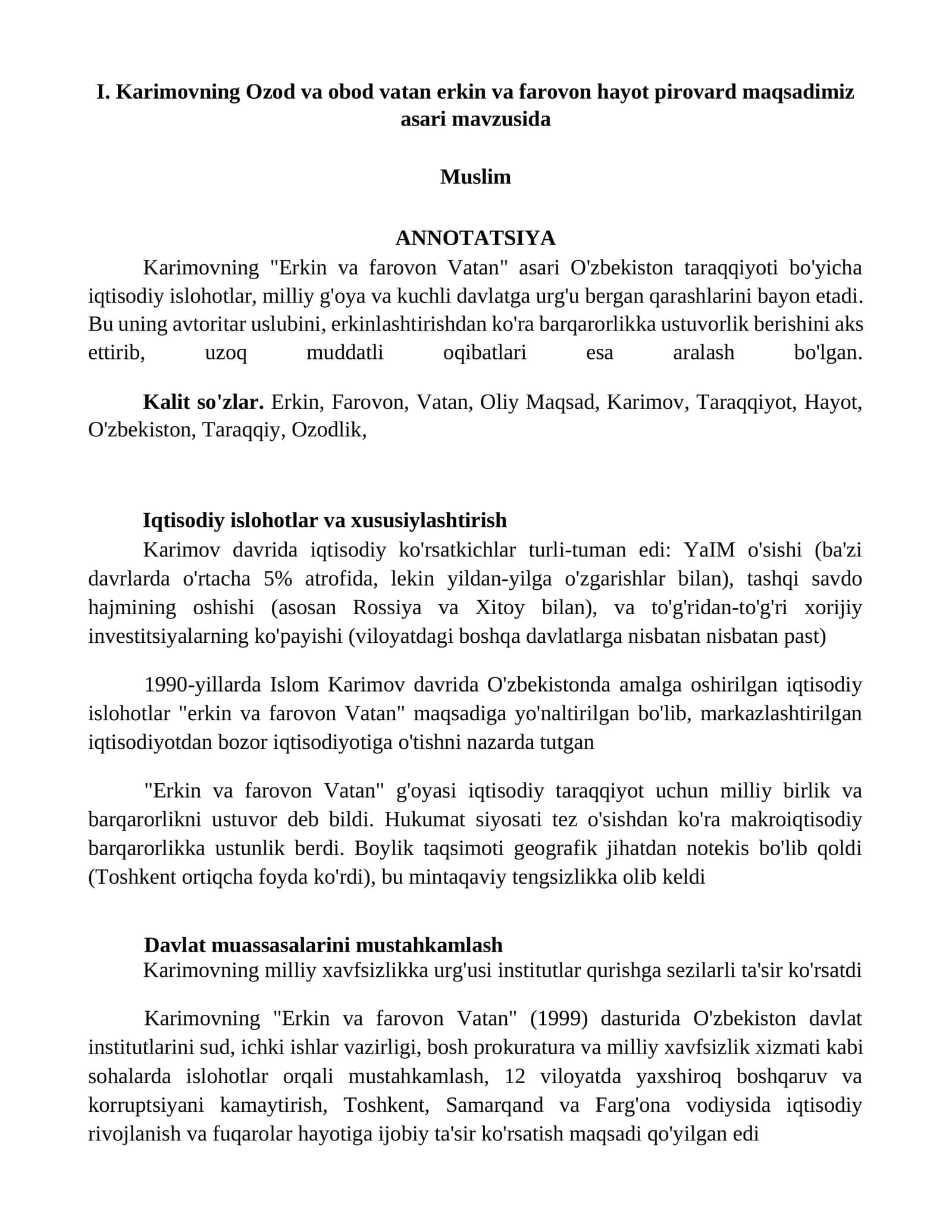 Erkin va farovon Vatan 1