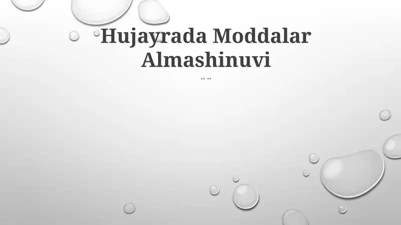 Hujayrada Moddalar Almashinuvi 1