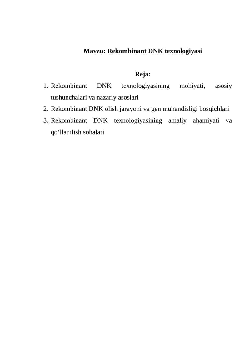 Rekombinant DNK texnologiyasi 1