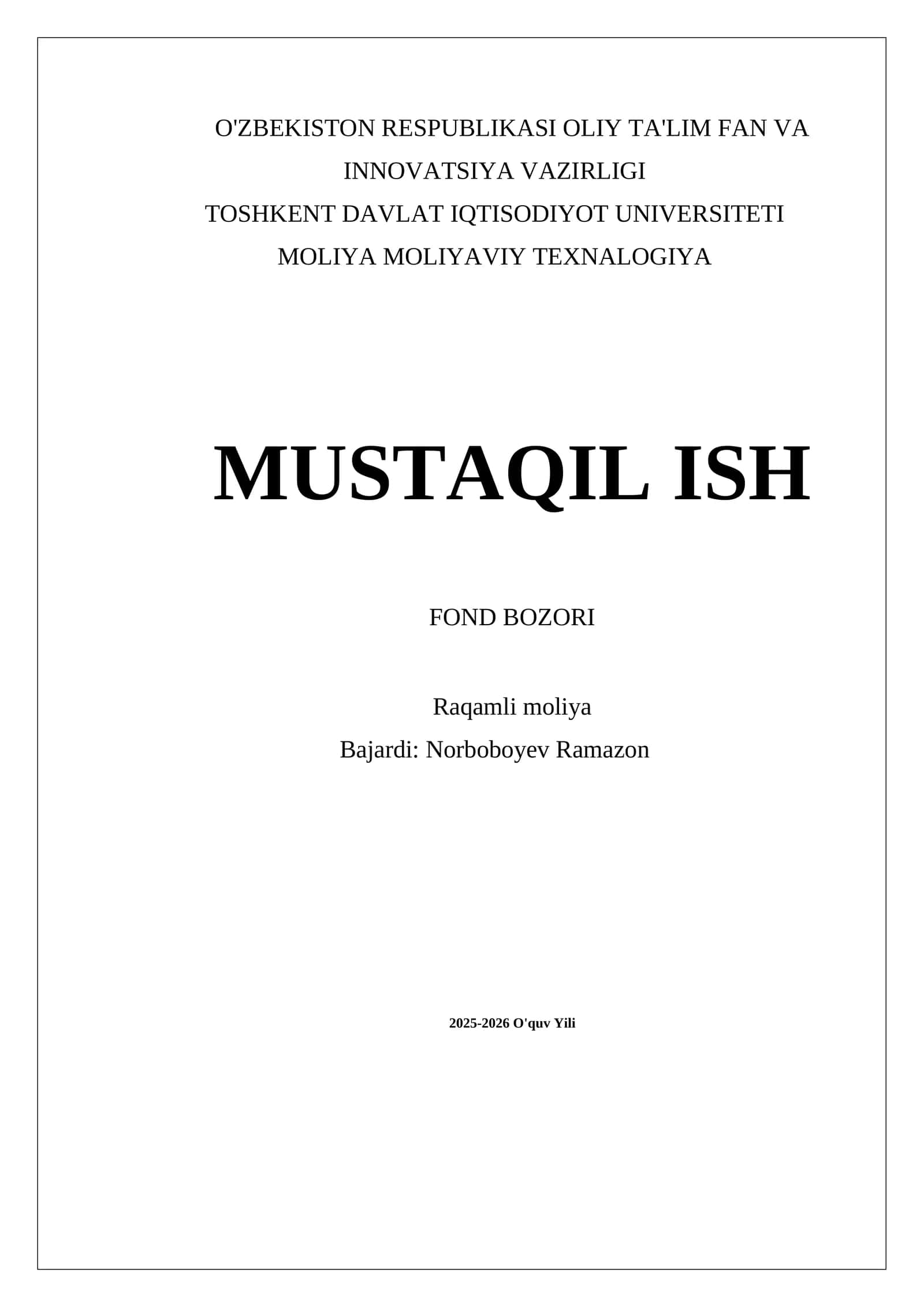 Moliyaviy Texnologiya Fond Bozori 1