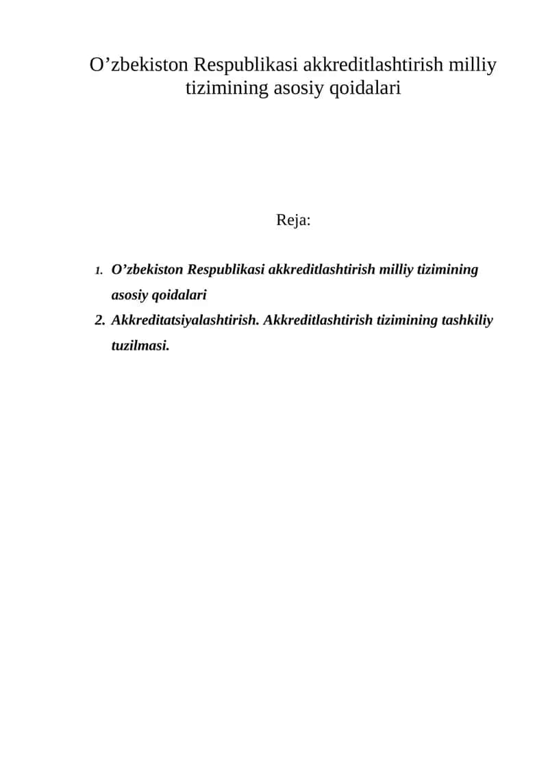 O’zbekiston Respublikasi akkreditlashtirish milliy tizimi 1