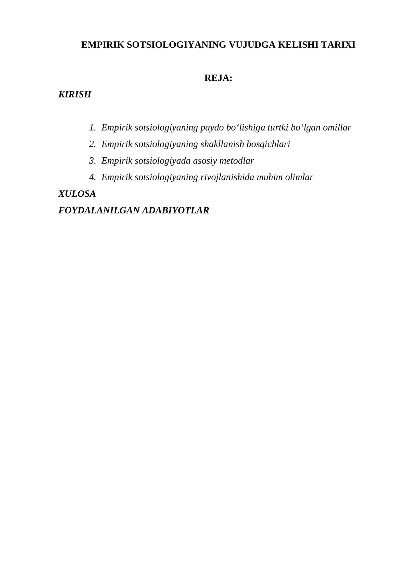 EMPIRIK SOTSIOLOGIYANING VUJUDGA KELISHI TARIXI 1