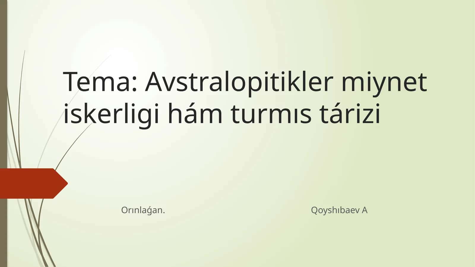 Avstralopitikler miynet iskerligi hám turmıs tárizi 1