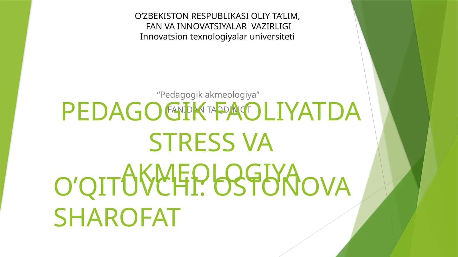 PEDAGOGIK FAOLIYATDA STRESS VA AKMEOLOGIYA 1