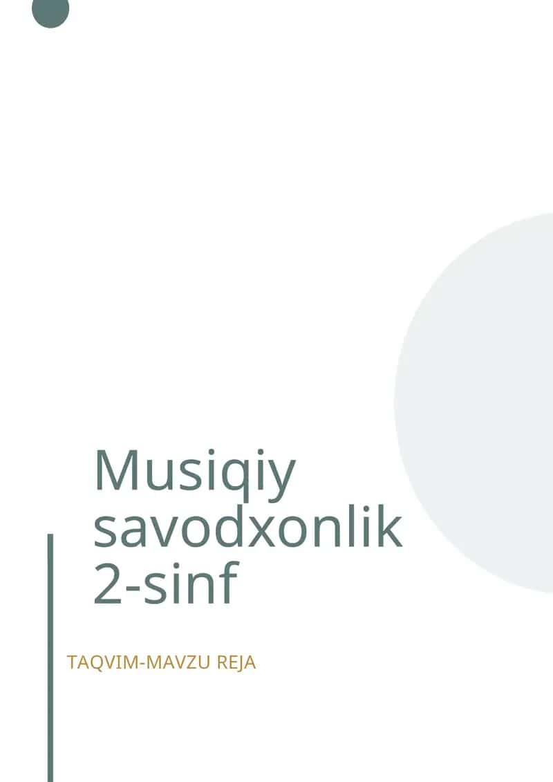 Musiqiy savodxonlik 2-sinf taqvim-mavzu reja 1