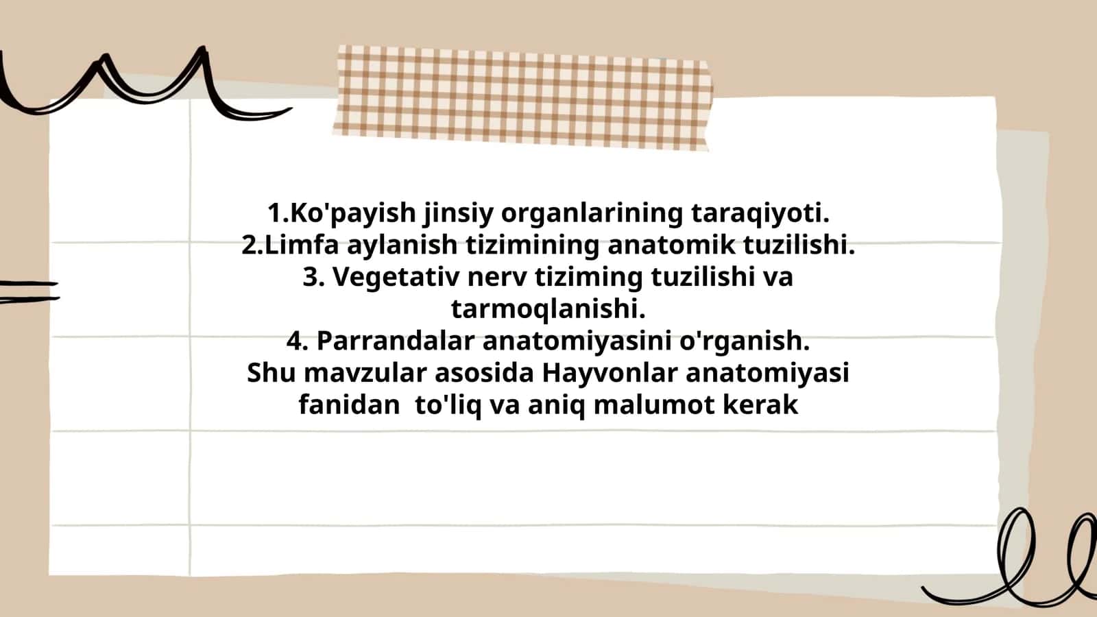 Hayvonlar anatomiyasi 1