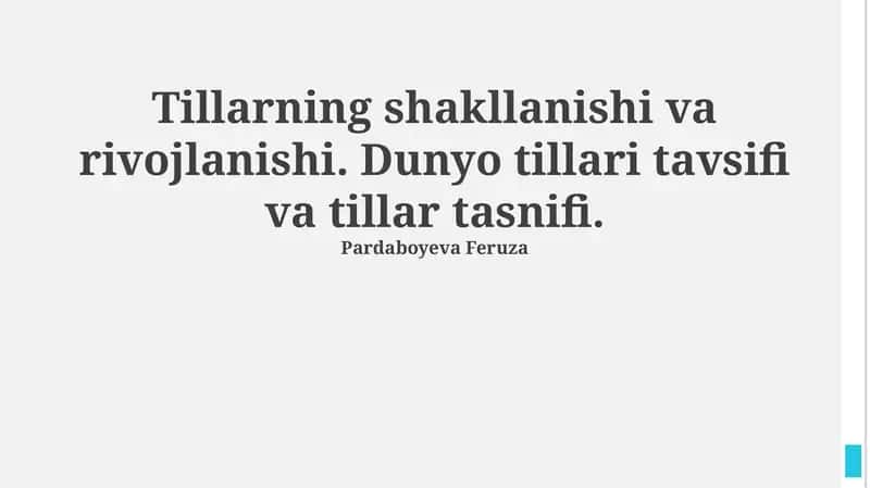 Tilning paydo bo'lishi va rivojlanishi 1