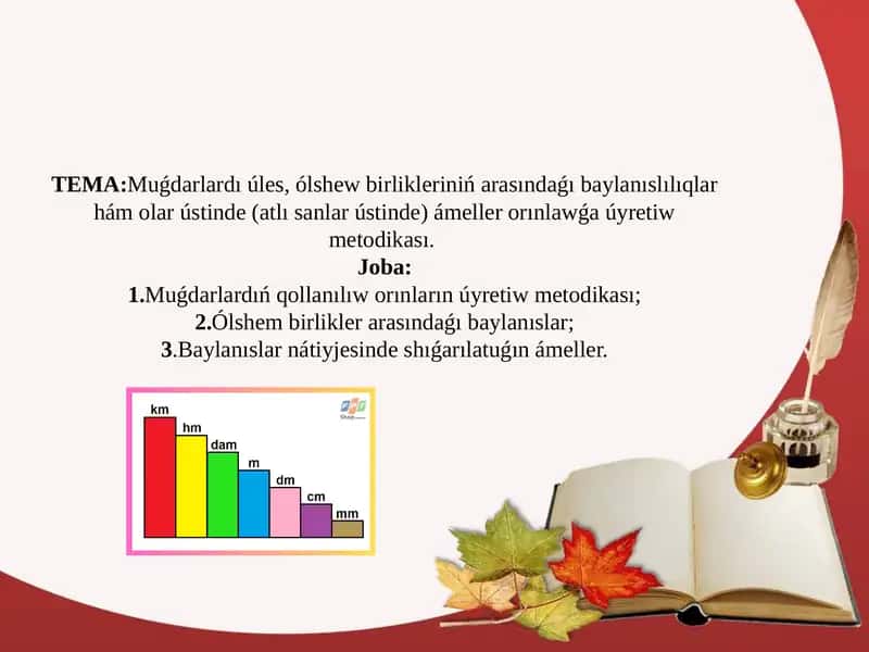 Muǵdarlardı úles, ólshew birlikleriniń arasındaǵı baylanıslılıqlar 1