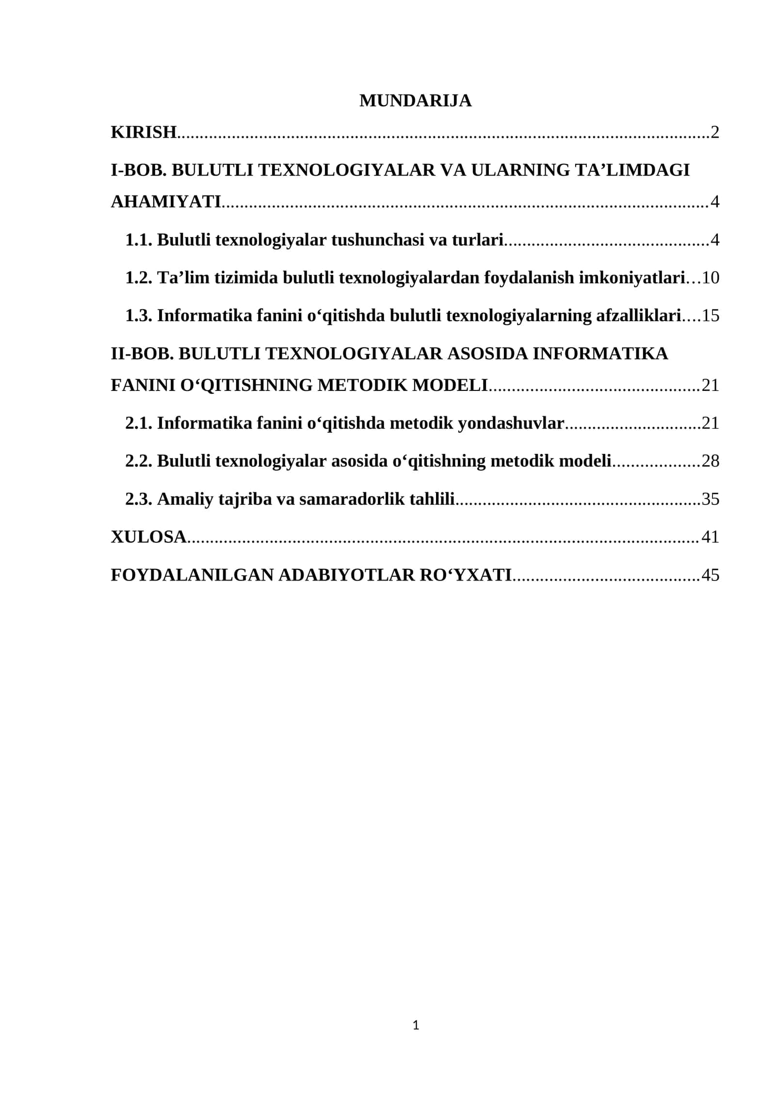 BULUTLI TEXNOLOGIYALAR ASOSIDA INFORMATIKA FANINI O‘QITISHNING METODIK MODELI 1