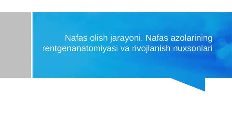 Nafas olish jarayoni. Nafas azolarining rentgenanatomiyasi va rivojlanish nuxsonlari 1