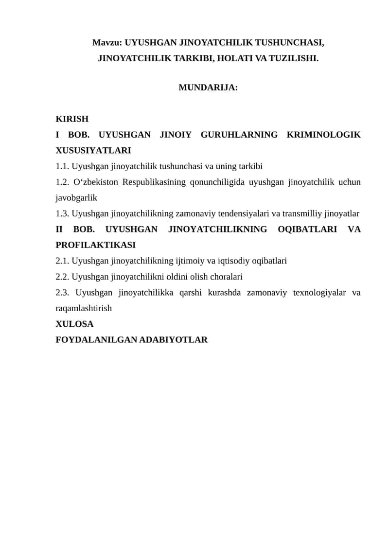 Uyushgan Jinoyatchilik Tushunchasi 1