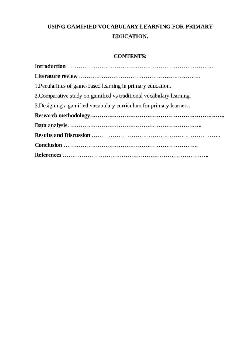 Gamified Vocabulary Learning for Primary Education 1