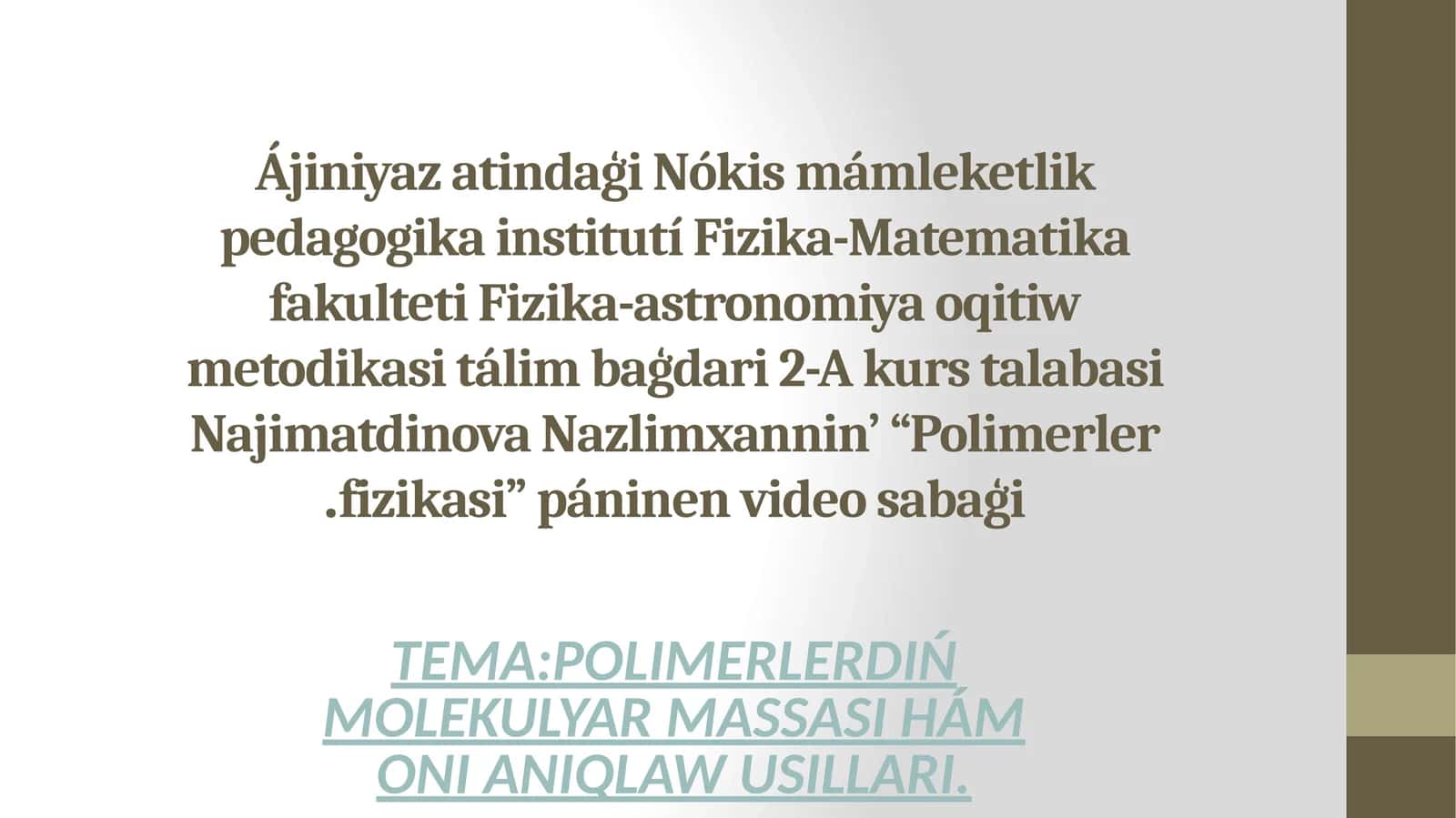Polimerler fizikasi 1