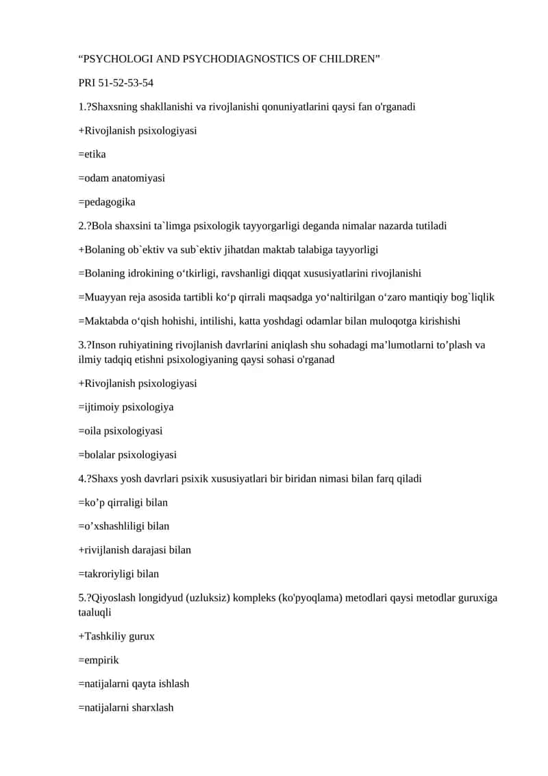 PSYCHOLOGI AND PSYCHODIAGNOSTICS OF CHILDREN 1
