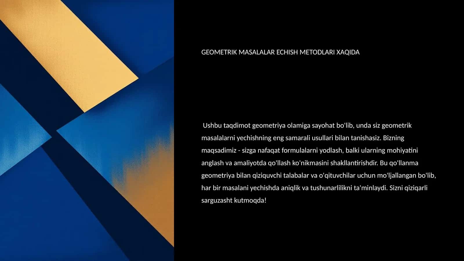 GEOMETRIK MASALALAR ECHISH METODLARI XAQIDA 1