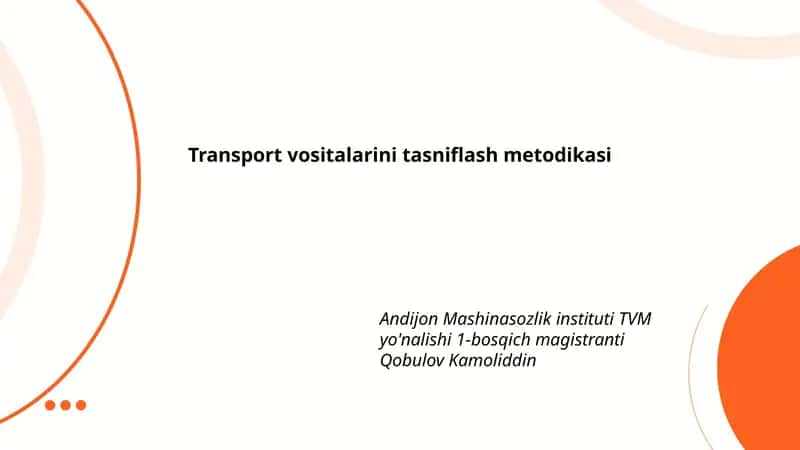 Transport vositalarini tasniflash metodikasi 1