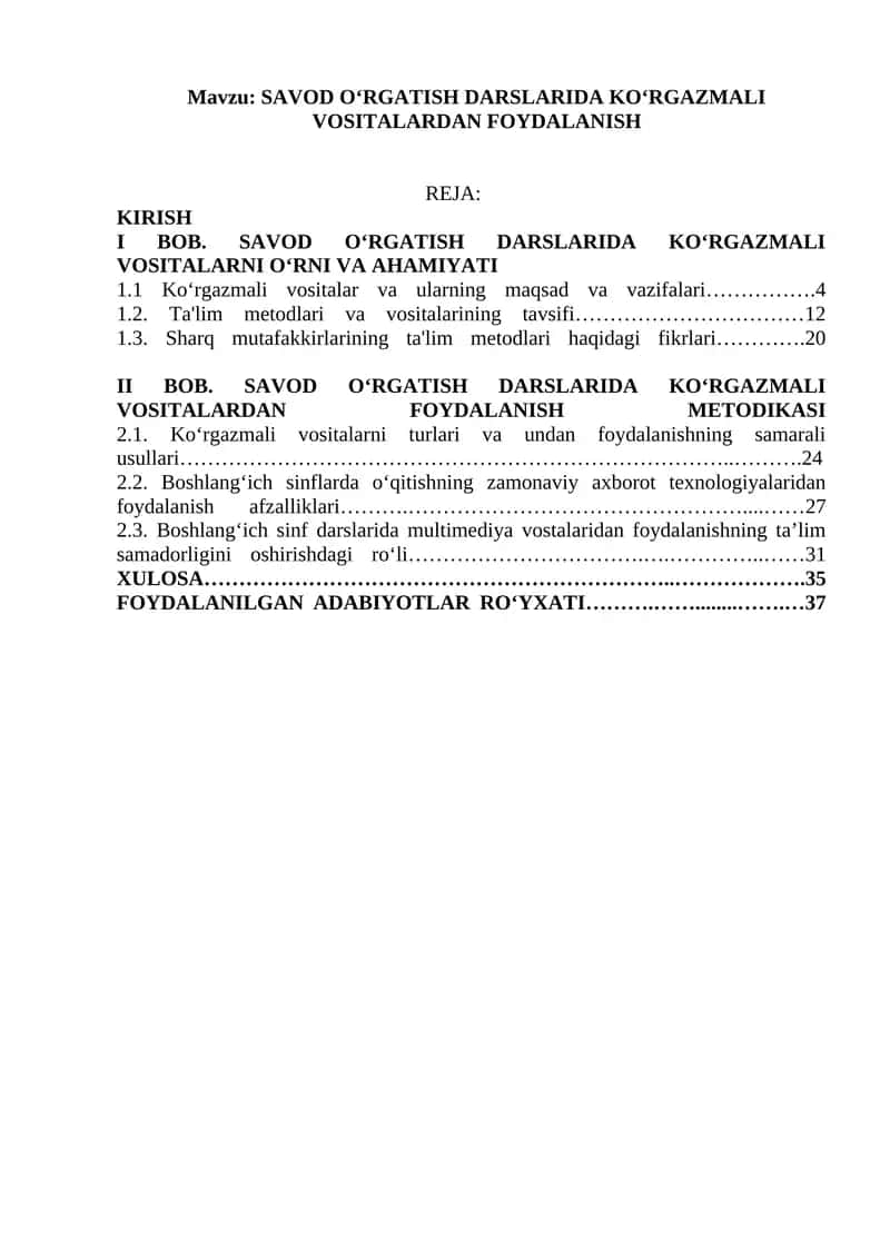 SAVOD O‘RGATISH DARSLARIDA KO‘RGAZMALI VOSITALARDAN FOYDALANISH 1