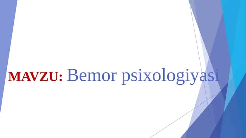 Bemor psixologiyasi 1