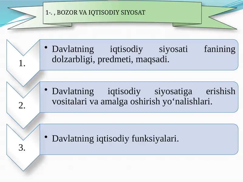 Bozor va iqtisodiy siyosat 1